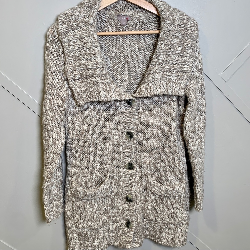 J.Jill Chucky Petite Knitted Wool Alpaca Blend Cardigan Sweater Size Small